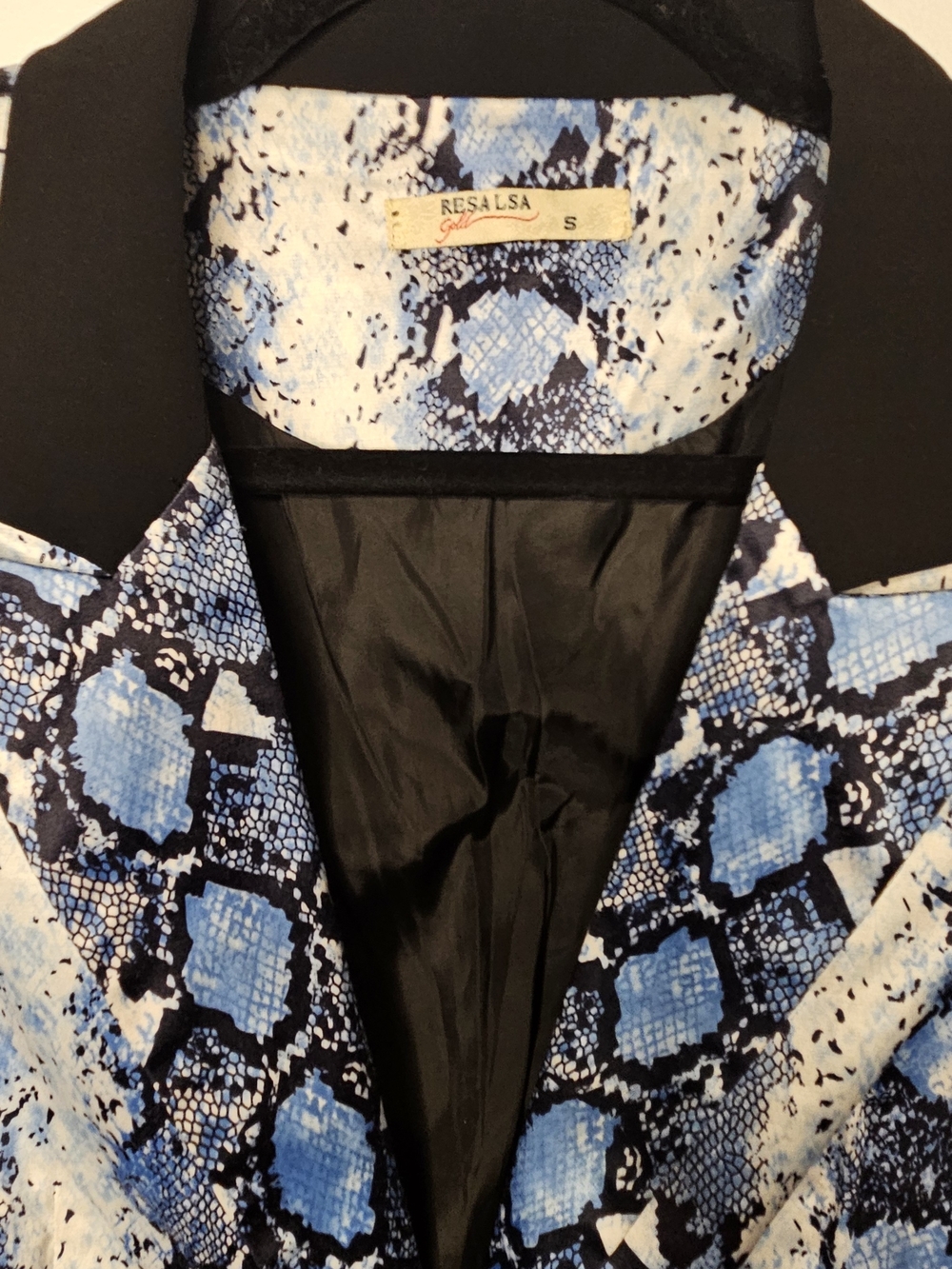 Vintage Snake-Print Blue Blazer Jacket - Women's - Thrifted @ ITALY - Picture 6 of 6